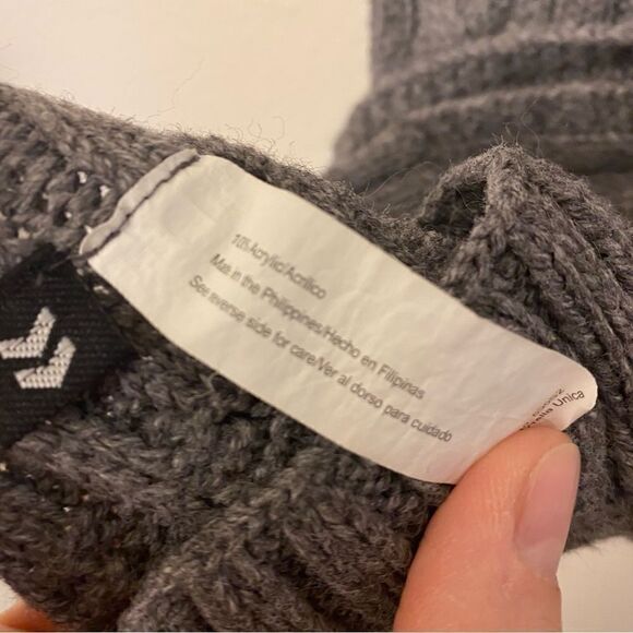 Dark gray chunky Cable knit scarf men’s women’s unisex 10x62 - Picture 6 of 9